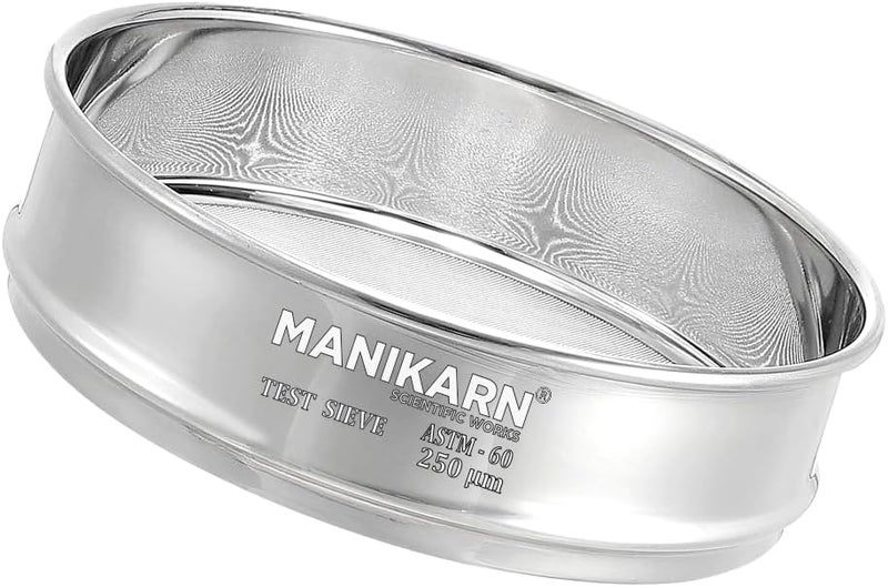 MANIKARN Test Sieve 8 Inch (200mm) – 250 Micron Mesh, ASTM No. 60 – Grade 304 Stainless Steel Frame & Mesh – Laboratory Sieve for Soil, Sand, and Particle Size Analysis - Image 1